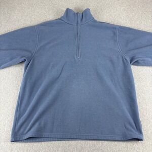 L.L.Bean Fleece Pullover Mens‎ L Polartec Quarter Zip Blue Long Sleeve Casual